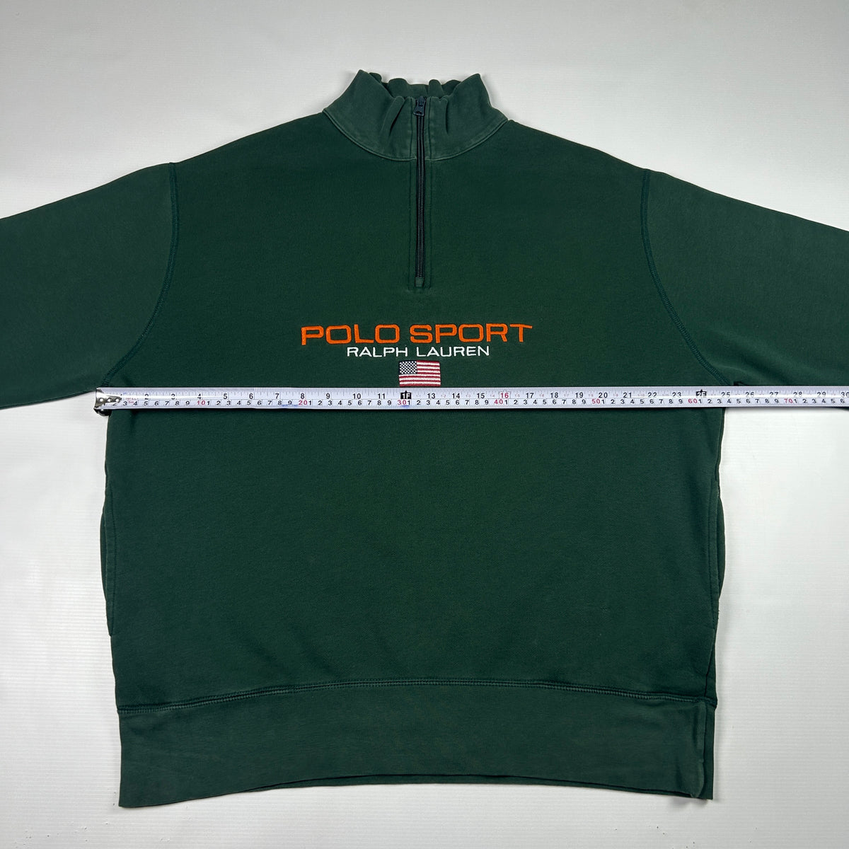 L- 1990's Polo Sport Ralph Lauren Green Quarter-Zip Sweatshirt