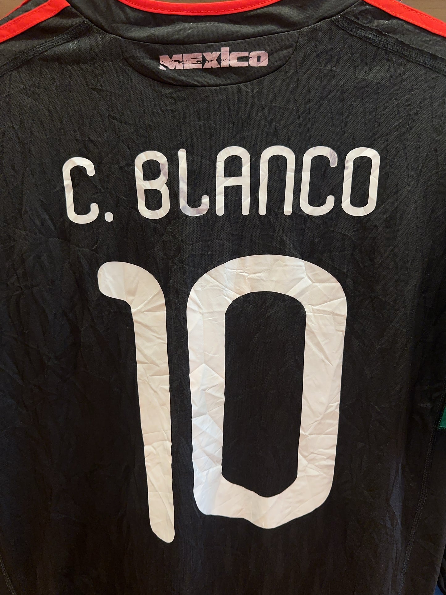 2010 World Cup Mexico C. Blanco Adidas Away Football Shirt 10 - L