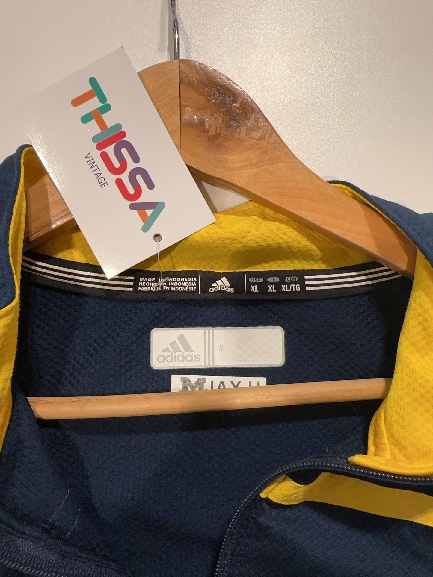 XL - Adidas Michigan Wolverines Navy Quarter-Zip Pullover
