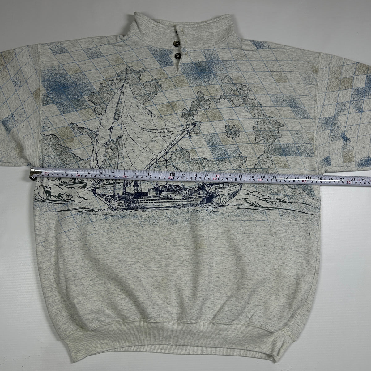 L - Vintage 1990's Art Unlimited Sailboat Quarter-Zip Sweatshirt