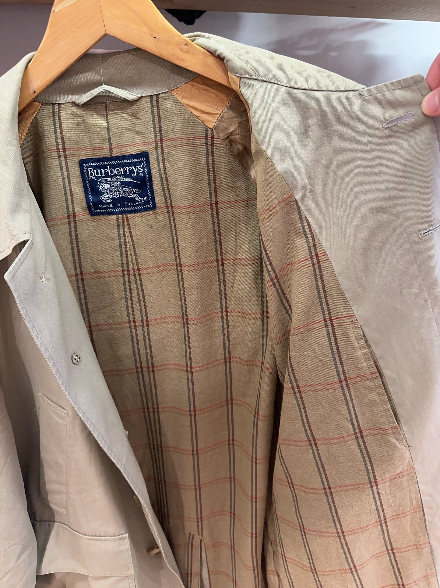 Vintage 1990s Burberrys Made in England Beige Trench Coat - L
