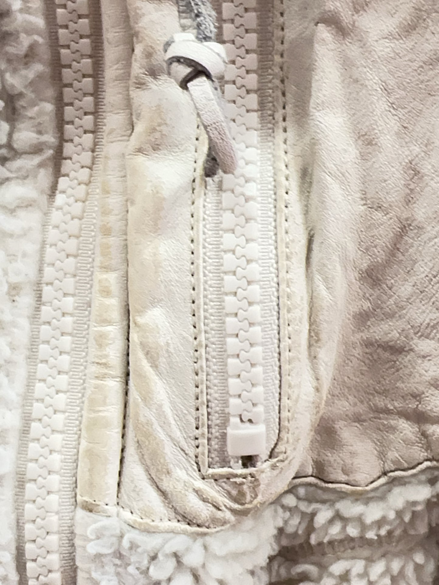 XS - Vintage 1990's Ralph Lauren Leather-Trim Sherpa Fleece Jacket
