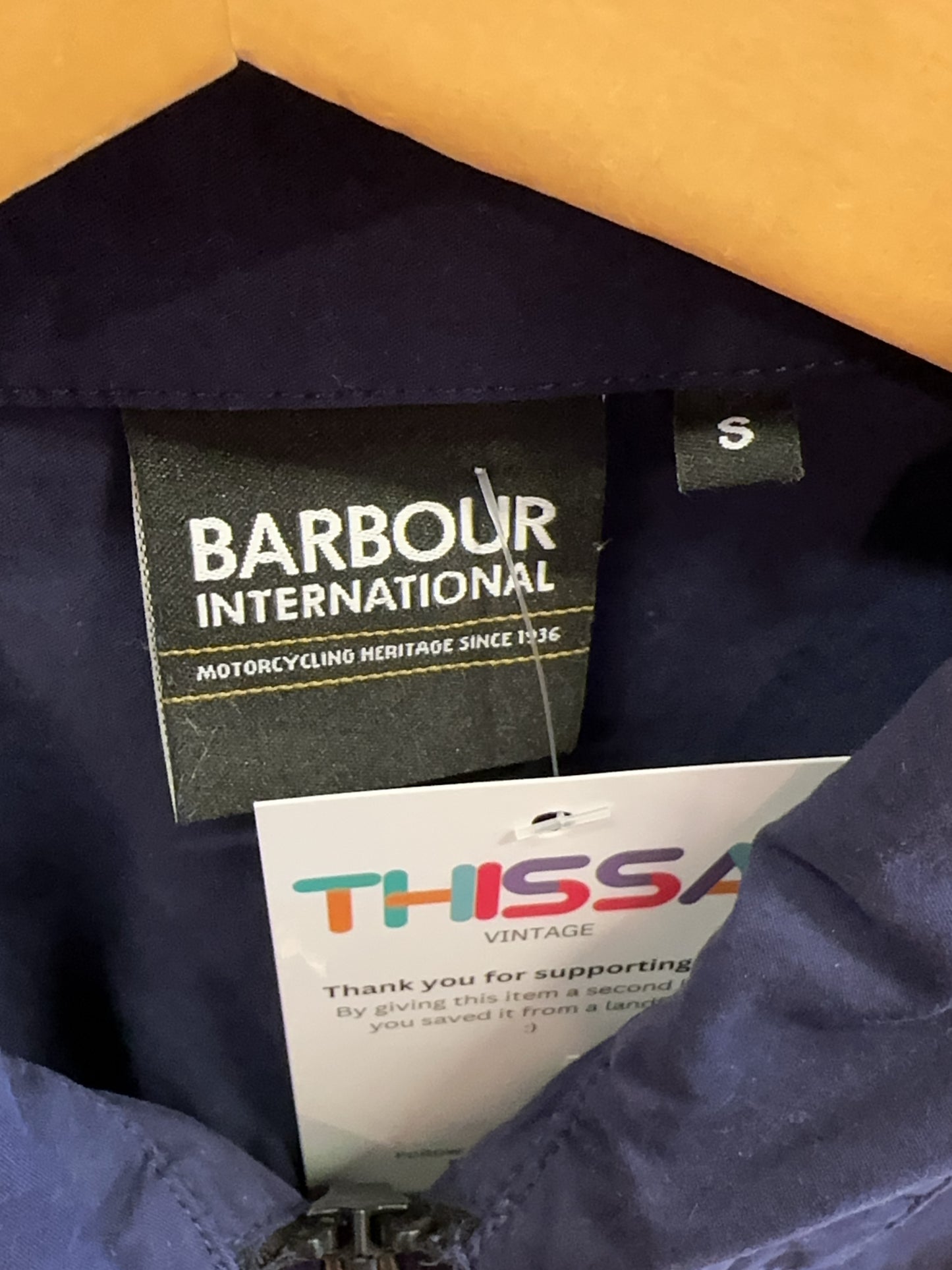 S - Barbour International Navy Zip-Up Utility Jacket