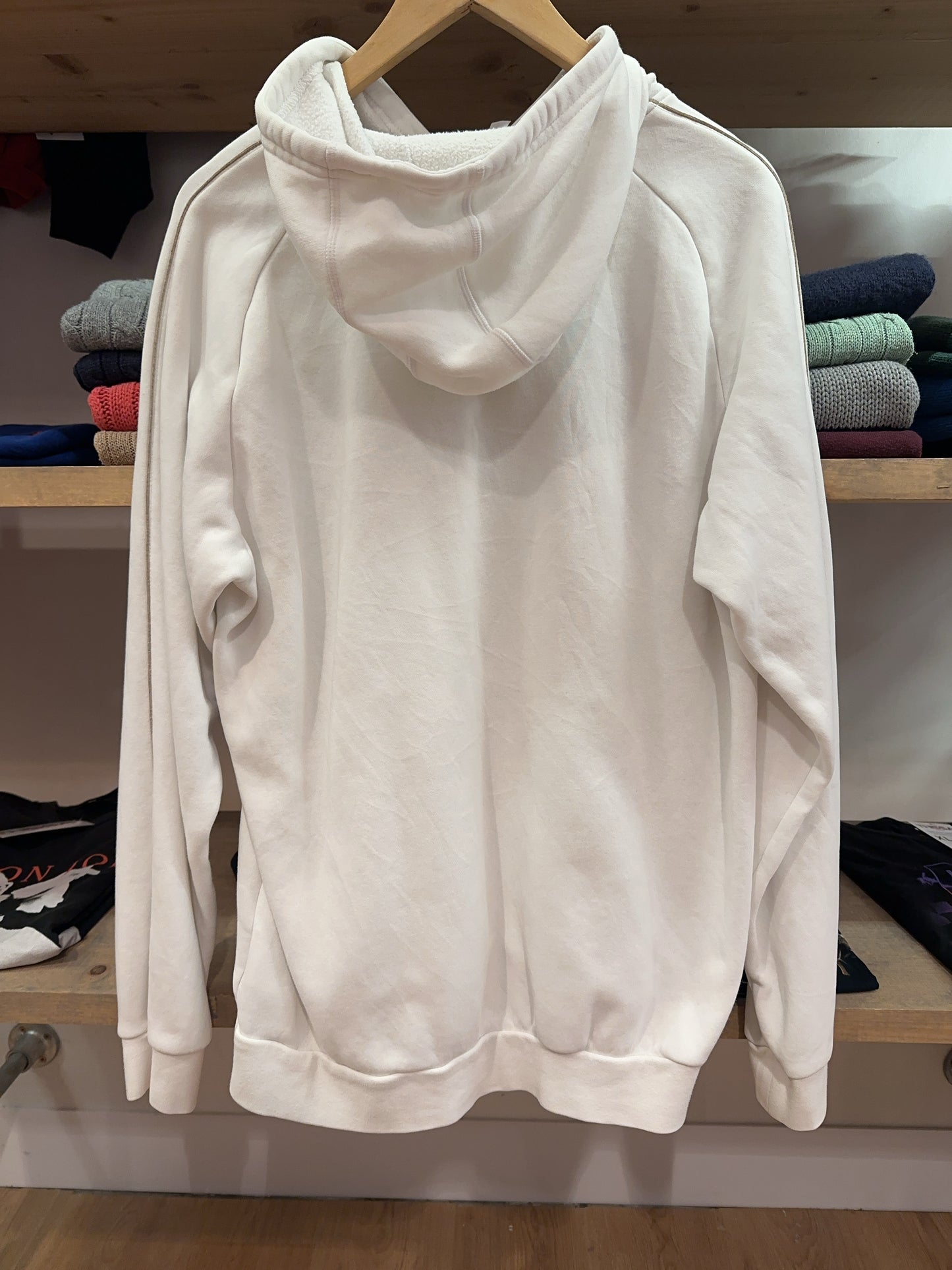 Adidas White Fleece-Lined Pullover Hoodie - L