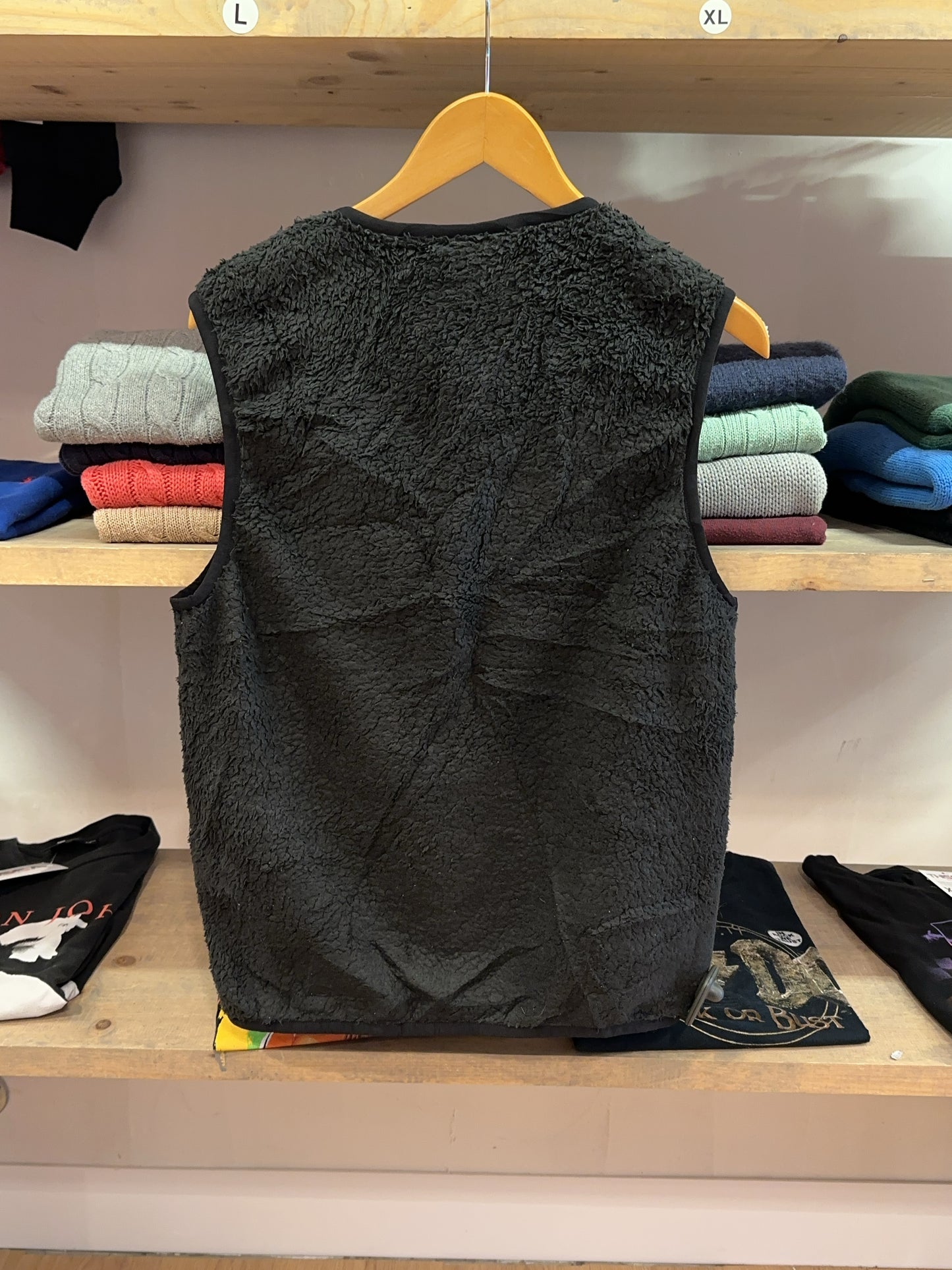 Patagonia Black Sherpa Fleece Snap-Front Vest - S