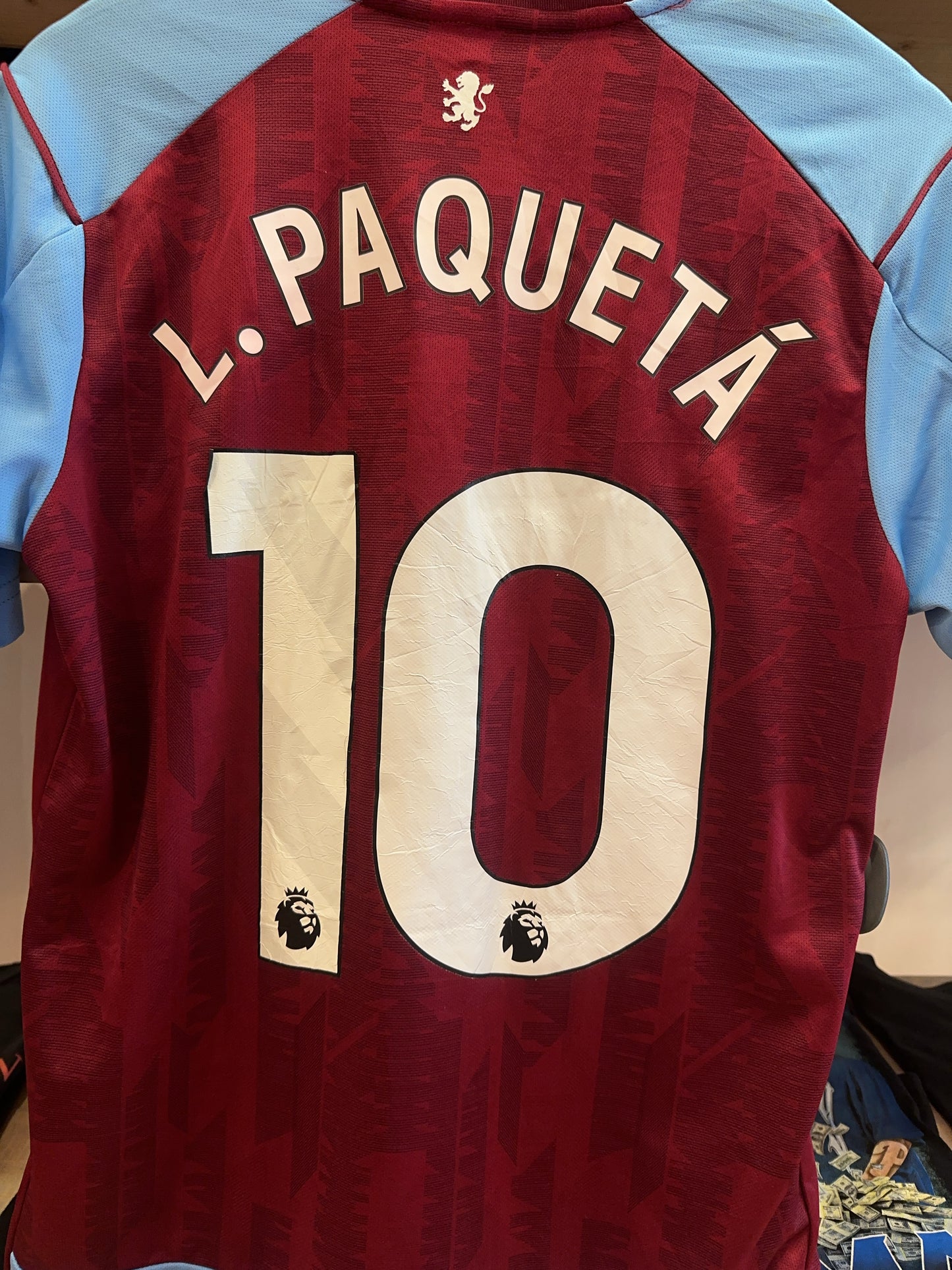 2023-2024 Aston Villa Castore Home Football Shirt Lucas Paqueta 10 - S