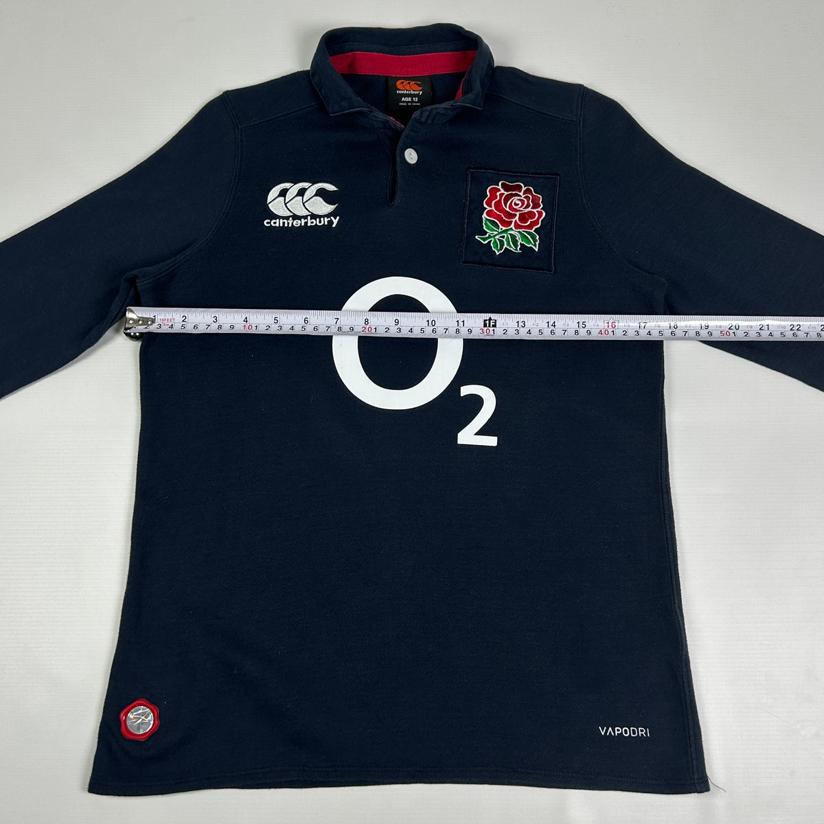 S - 2023/24 Canterbury England Rugby Navy Long Sleeve Polo Shirt