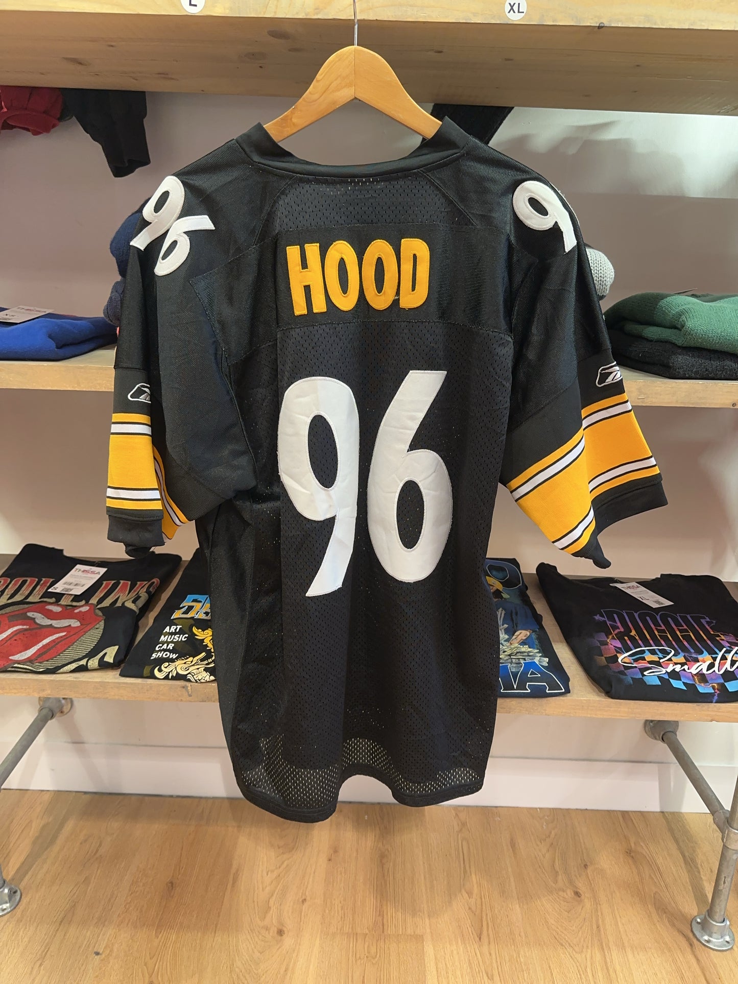 XXL - 2002-2011 Pittsburgh Steelers Reebok Home Football Shirt Hood #96