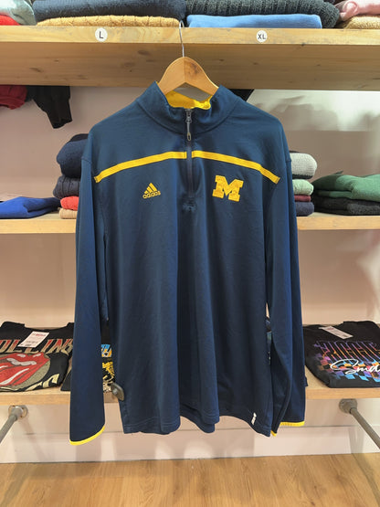 XL - Adidas Michigan Wolverines Navy Quarter-Zip Pullover