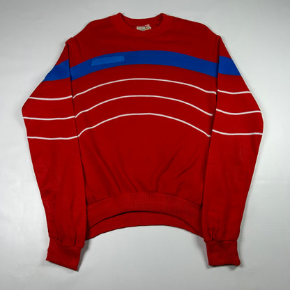 M - Vintage 1980's Adidas Red Striped Crewneck Sweatshirt