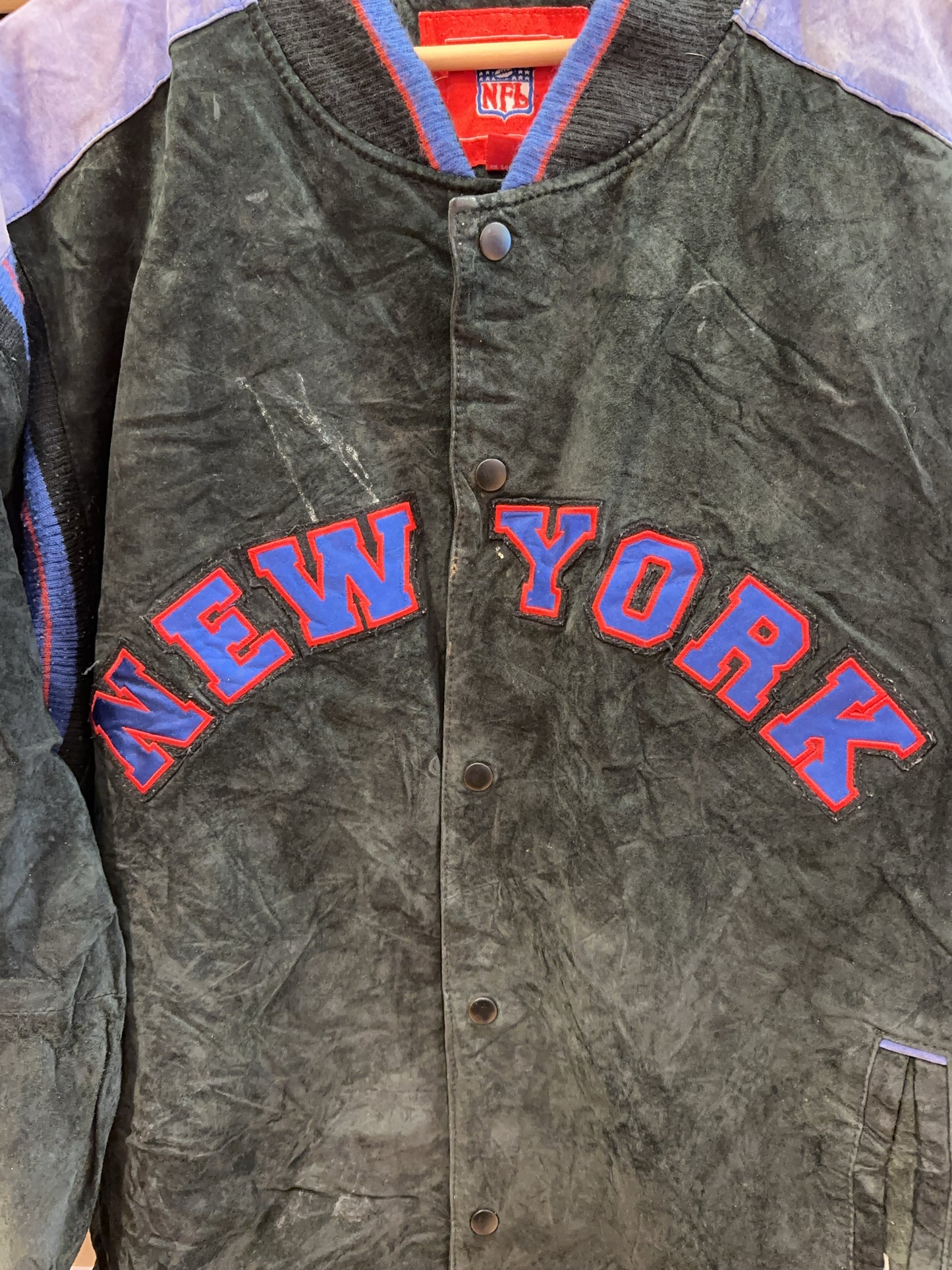 XXL - New York Giants NFL Vintage Varsity Jacket Suede Leather