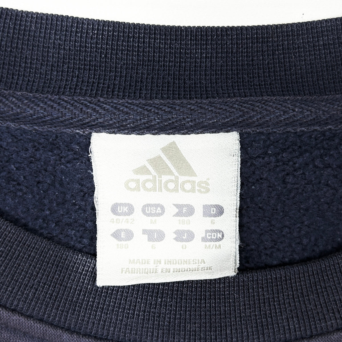 M - Adidas 1990's Navy Three-Stripe Sweatshirt