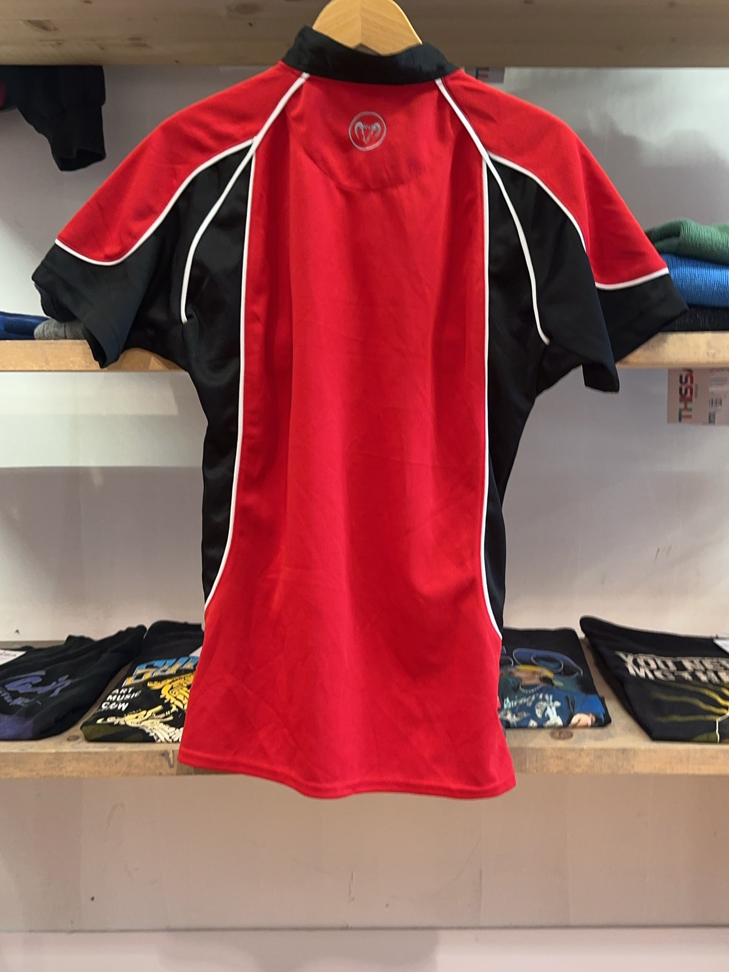 M - RAM Rugby Red and Black Short-Sleeve Polo Shirt
