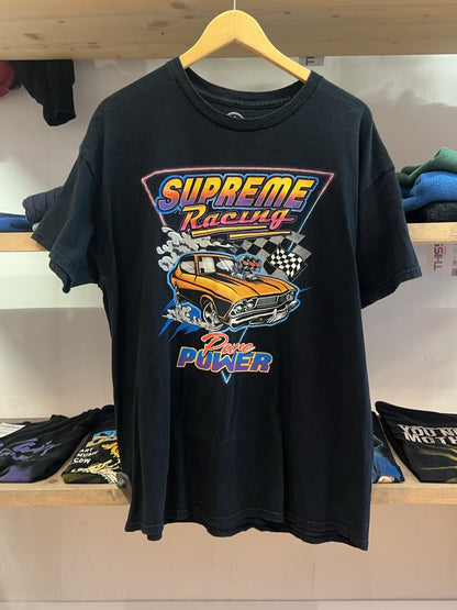 XL - Supreme Racing Pure Power Graphic Black T-Shirt Car Racing Flag M201