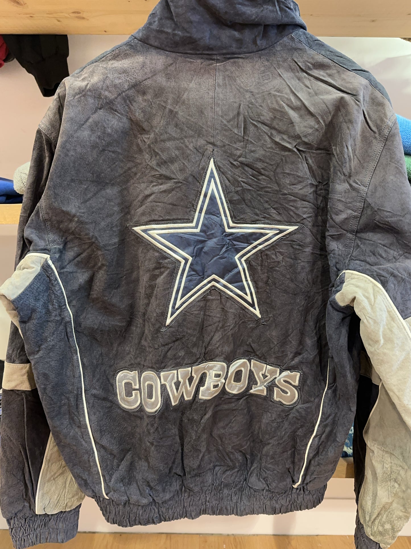 M - 1990's Dallas Cowboys NFL Jacket Carl Banks G-III Sports Suede Leather