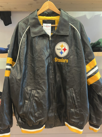 XXL - Vintage 2000's Pittsburgh Steelers Leather NFL Jacket