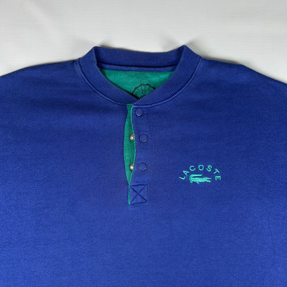 M - Vintage 1990's Lacoste Blue Snap-Button Sweatshirt