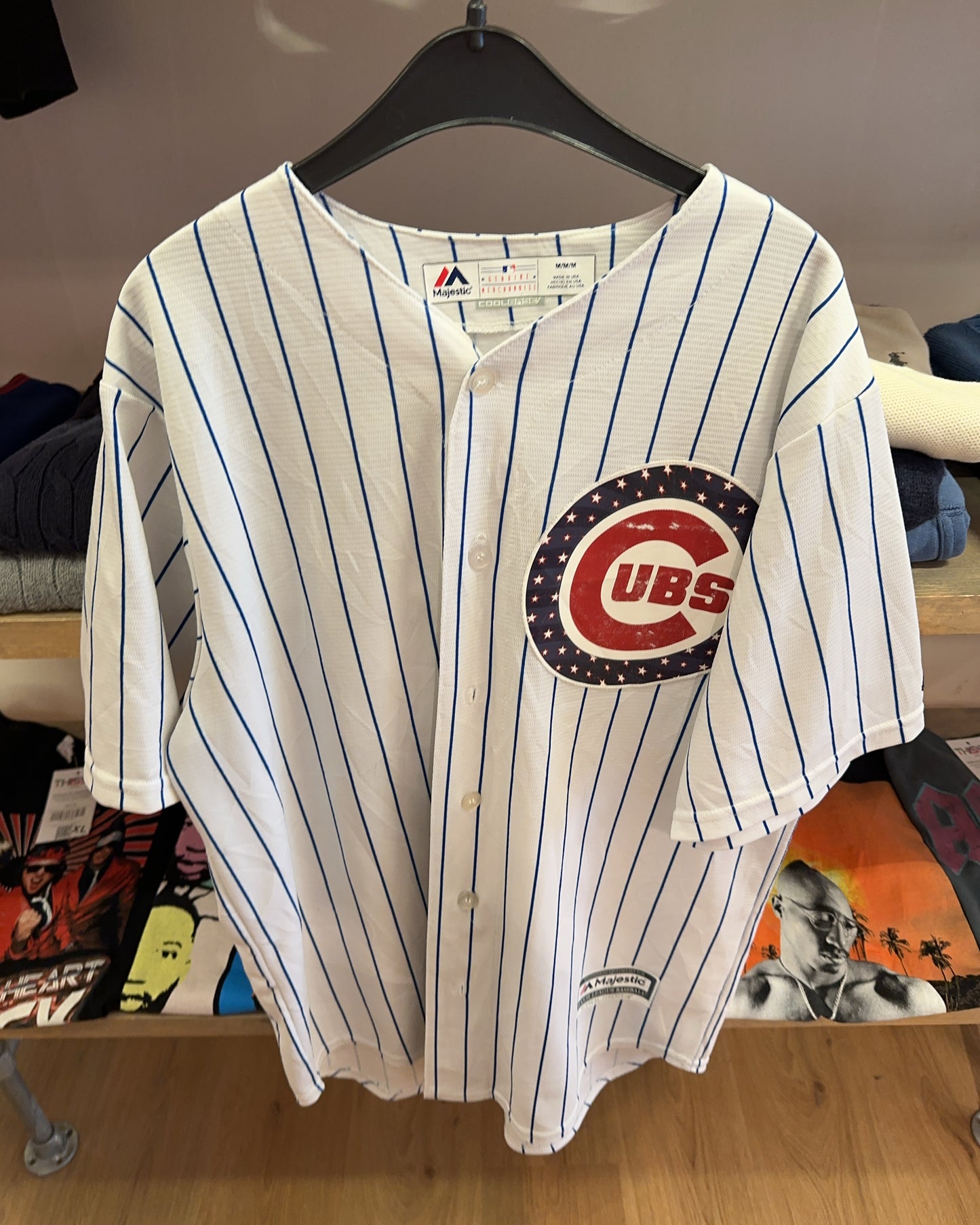 M - Chicago Cubs Majestic Pinstripe MLB Jersey Players Anthony Rizzo