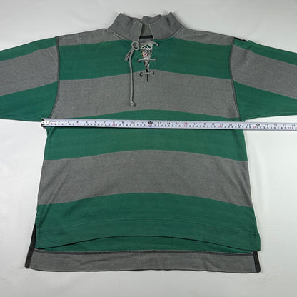 M - 1990's Adidas Equipment Striped Long Sleeve Lace-Up Polo Shirt