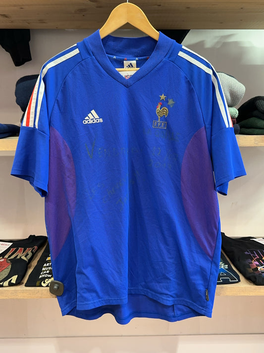 2002-2004 France Adidas Home Football Shirt Signed - XL