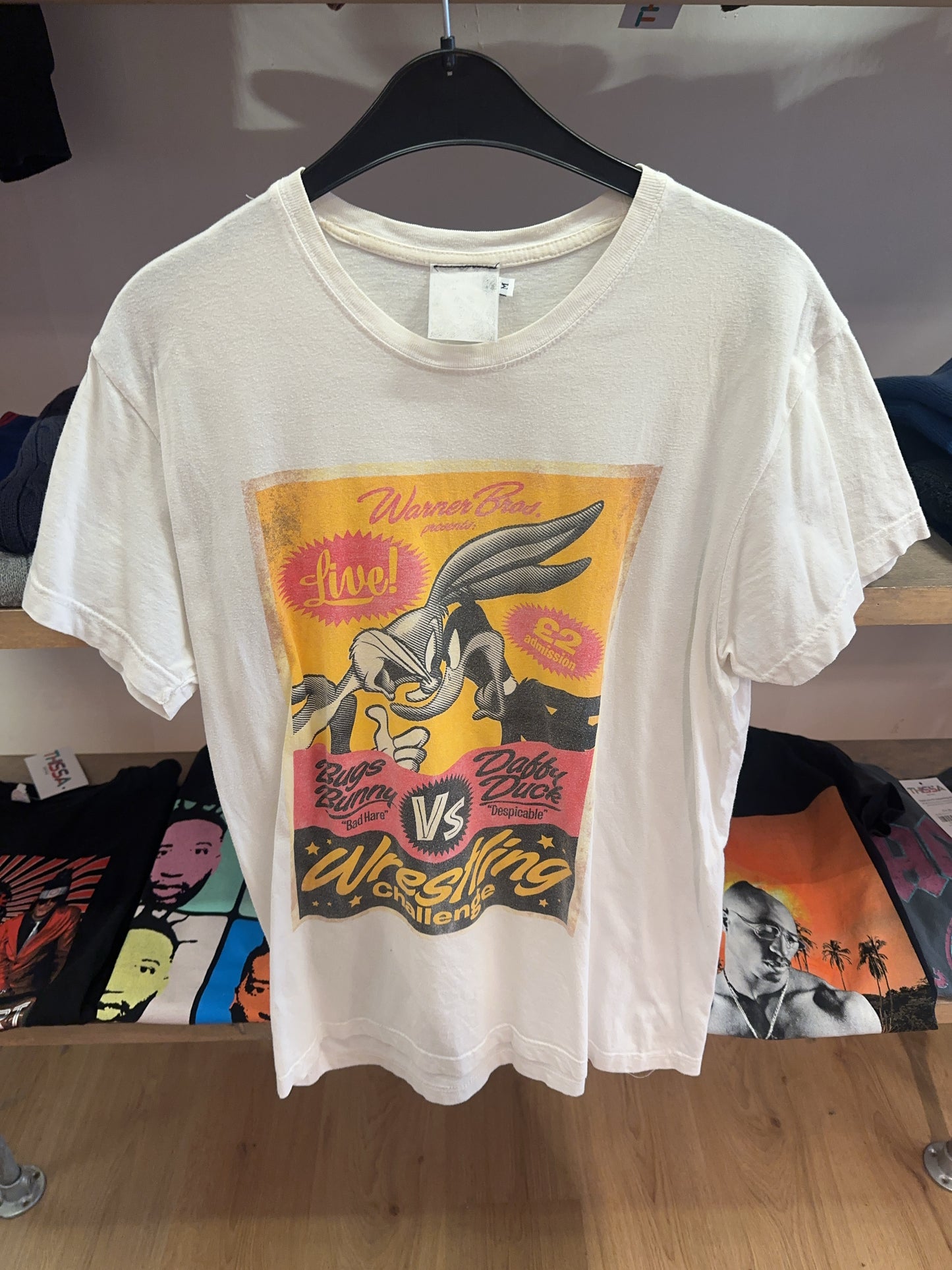 M - 1990's Looney Tunes Warner Bros Wrestling Challenge Graphic T-Shirt