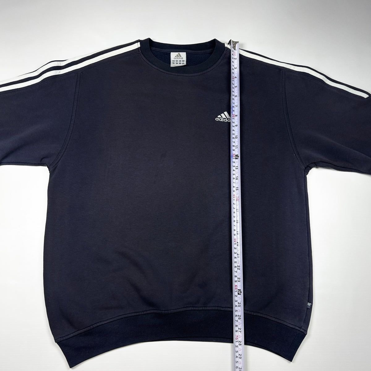 M - Adidas 1990's Navy Three-Stripe Sweatshirt