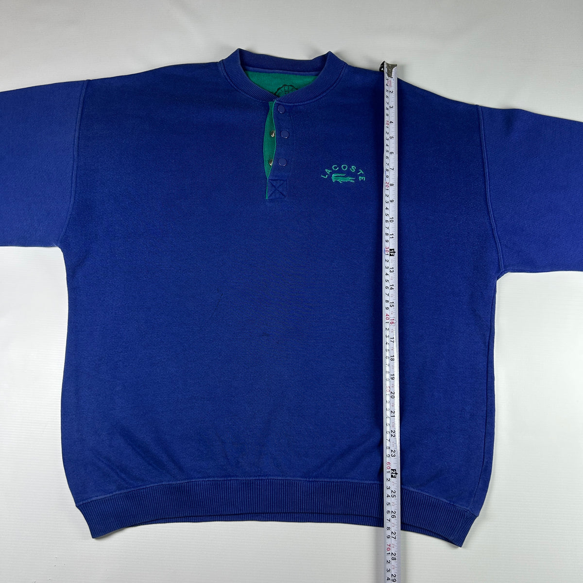 M - Vintage 1990's Lacoste Blue Snap-Button Sweatshirt