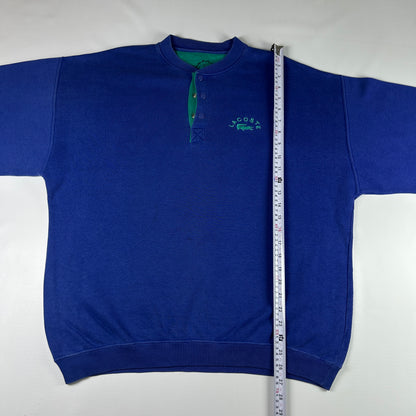 M - Vintage 1990's Lacoste Blue Snap-Button Sweatshirt
