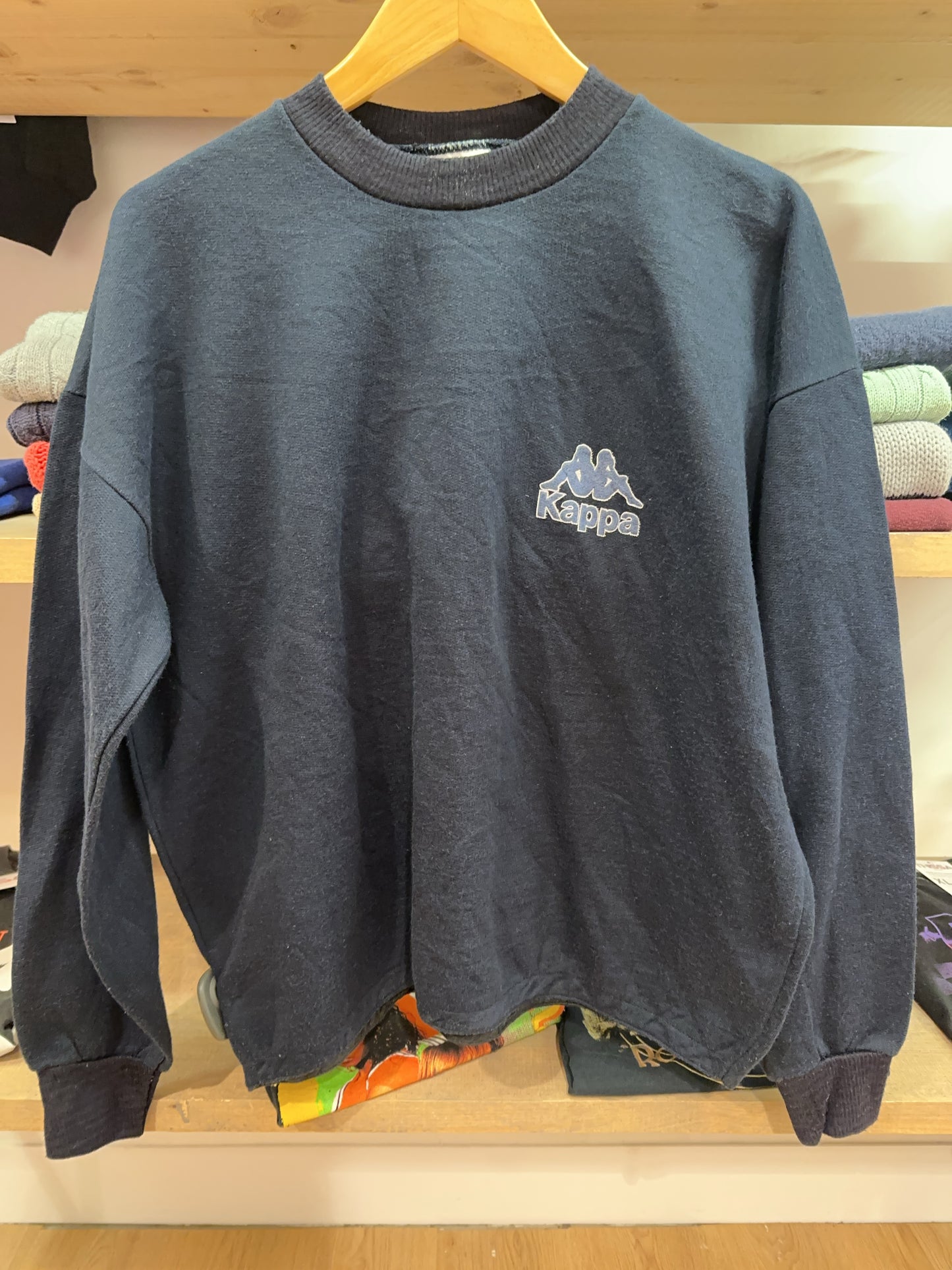 Vintage Kappa Navy Logo Crewneck Sweatshirt - M