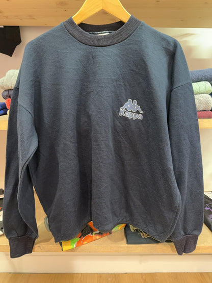 Vintage Kappa Navy Logo Crewneck Sweatshirt - M