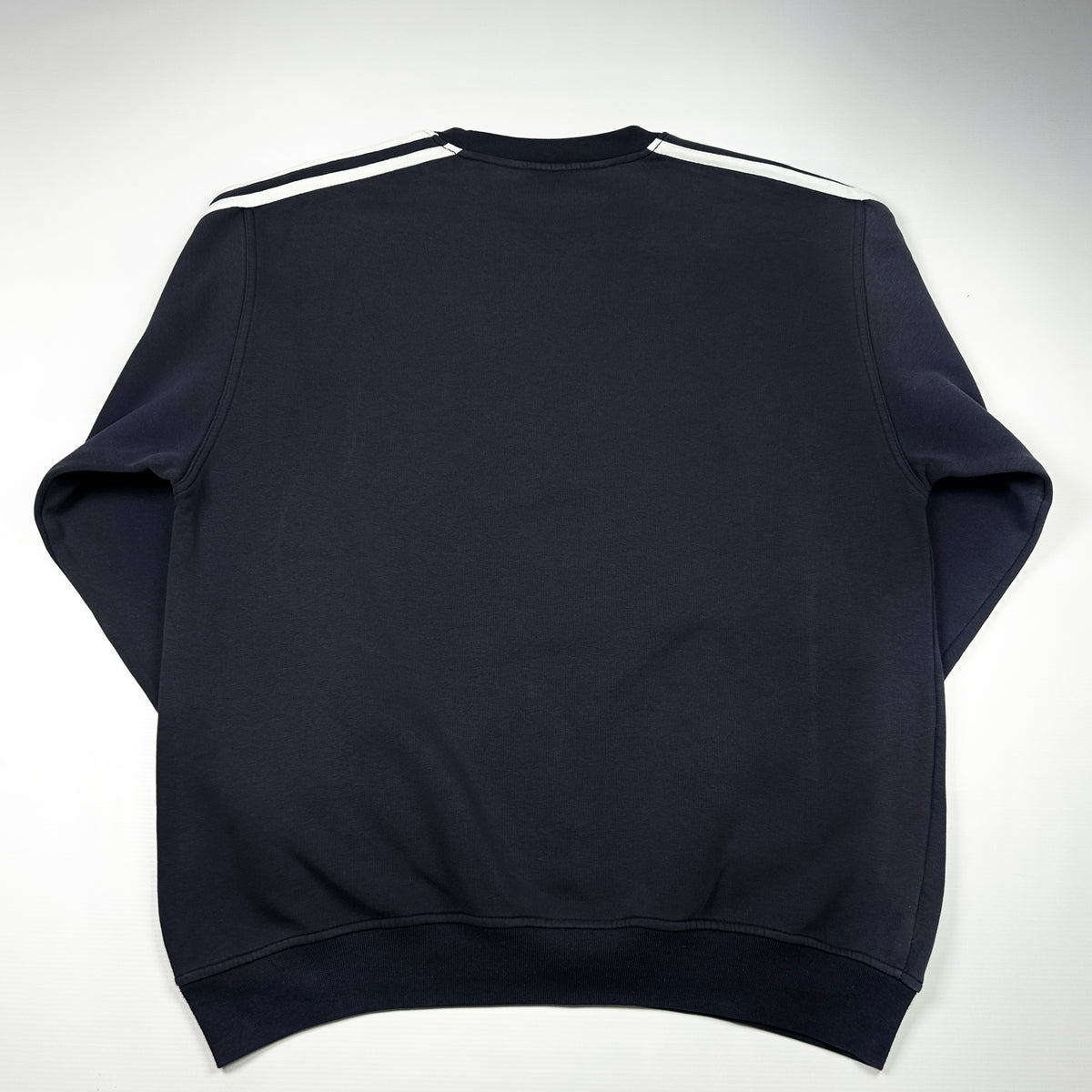 M - Adidas 1990's Navy Three-Stripe Sweatshirt