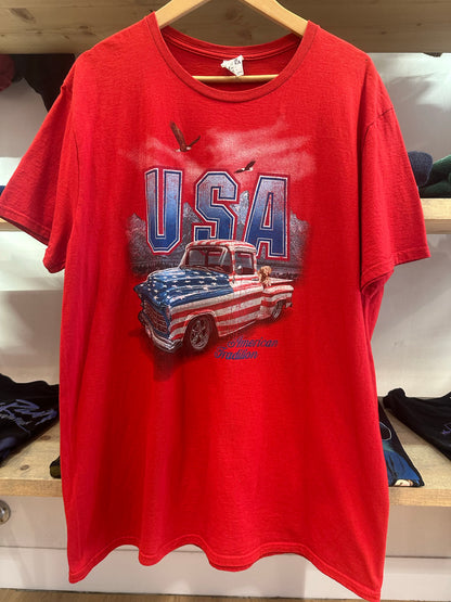XL - Spirit of America USA Flag Truck Graphic T-Shirt