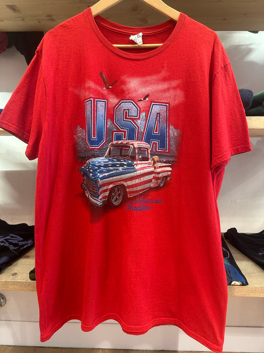 XL - Spirit of America USA Flag Truck Graphic T-Shirt