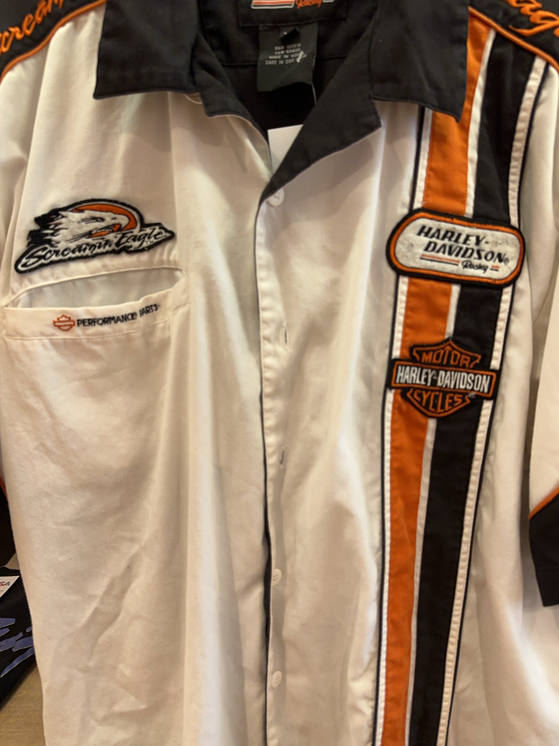 L - Harley-davidson Shirt Racing Button Up Short Sleeve Shirt, Screaming Eagle