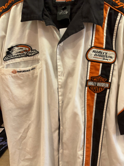 L - Harley-davidson Shirt Racing Button Up Short Sleeve Shirt, Screaming Eagle