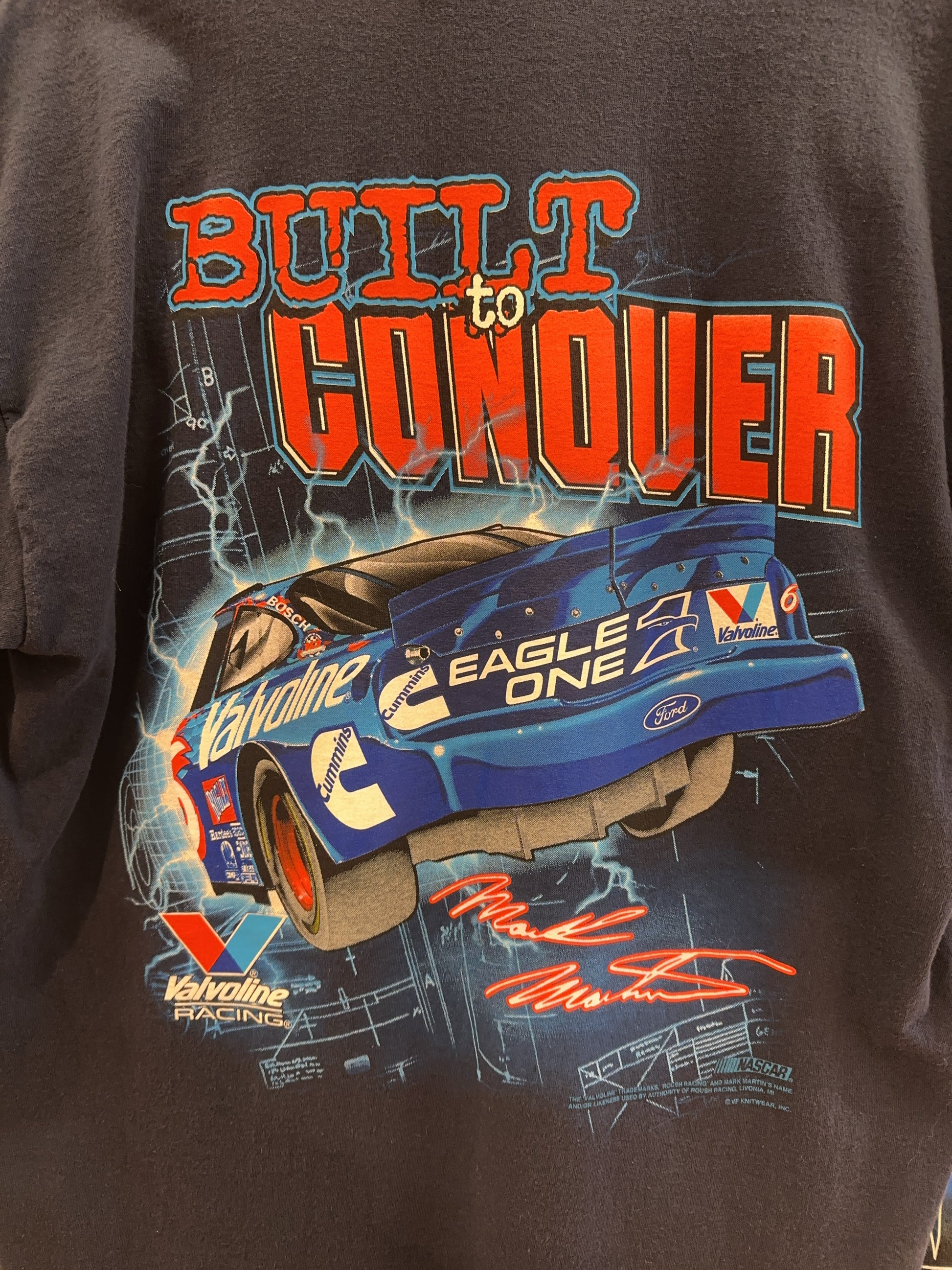 Vintage Mark Martin Valvoline Racing NASCAR Double-Sided T-Shirt