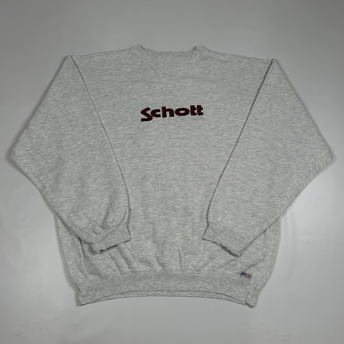L - Vintage 1990's Schott NYC Gray Crewneck Sweatshirt