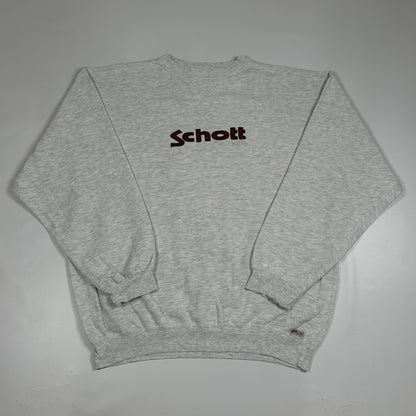 L - Vintage 1990's Schott NYC Gray Crewneck Sweatshirt