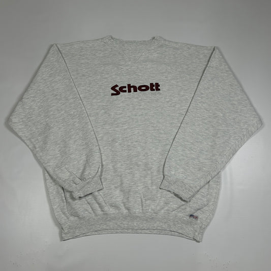 L - Vintage 1990's Schott NYC Gray Crewneck Sweatshirt