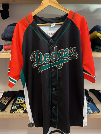 Vintage Dodgers Baseball Jersey Black Red XL