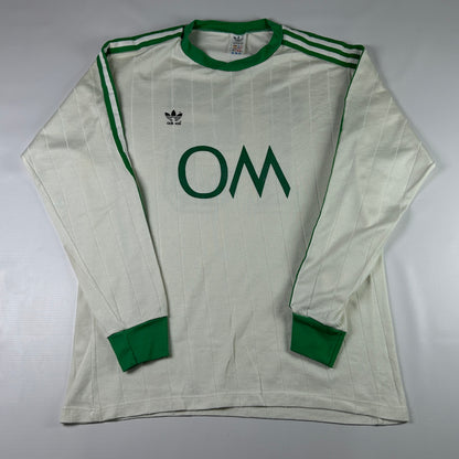 L - 1970s Adidas OM Olympique de Marseille 15 Vintage Soccer Long-Sleeve Jersey