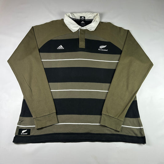 XXL - 2010's Adidas All Blacks Stripe Rugby Shirt