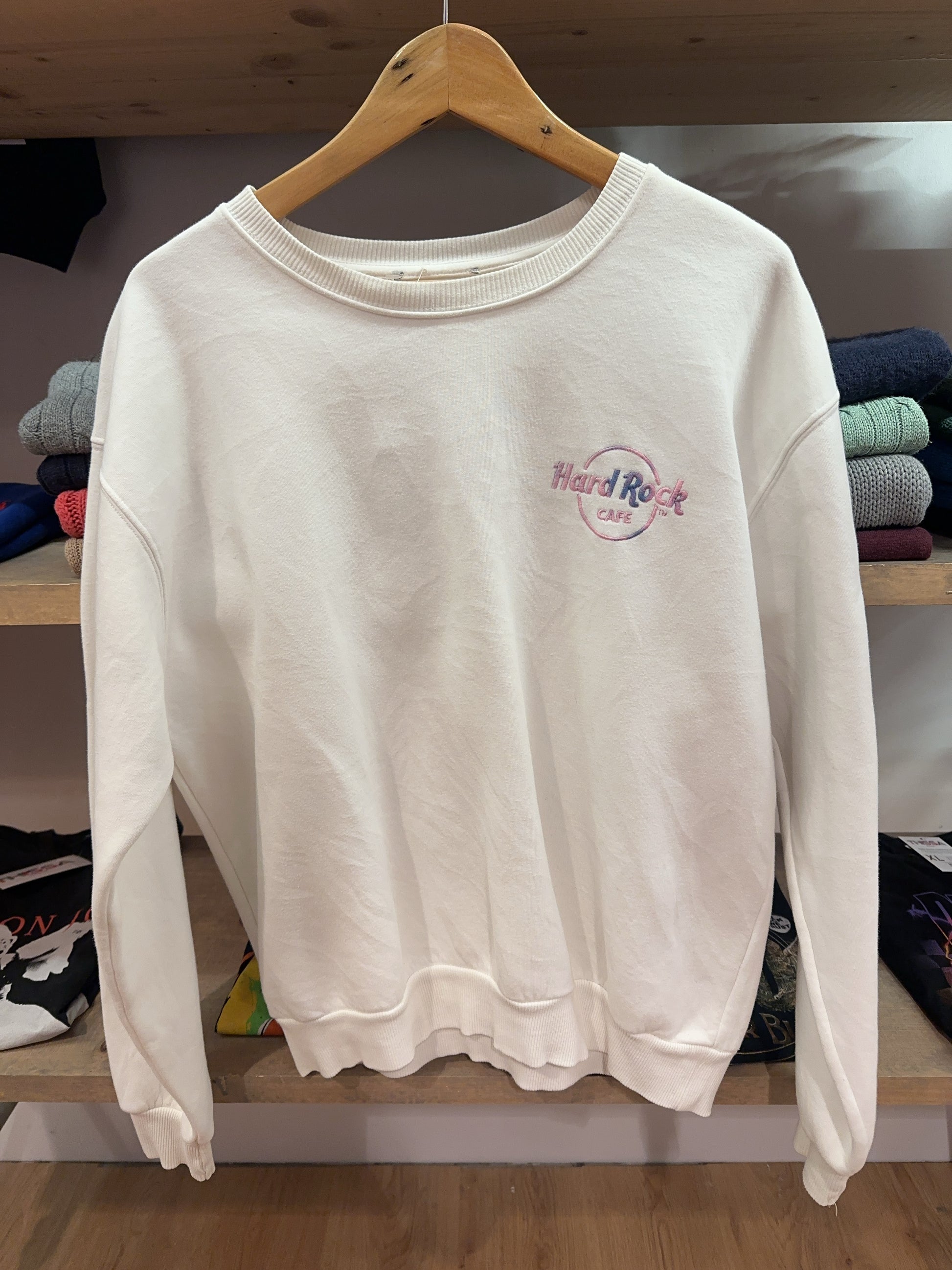Hard Rock Cafe White Logo Crewneck Sweatshirt - S