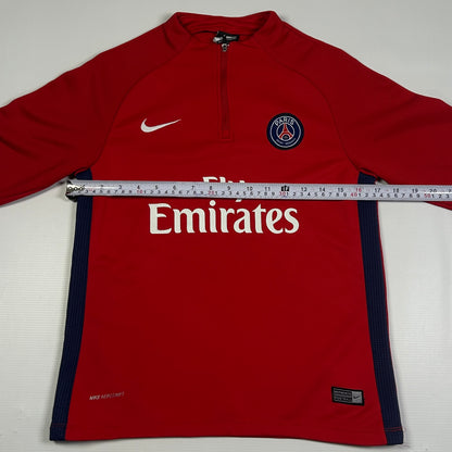 XS - 2015-2016 Nike Paris Saint-Germain PSG Red Football Quarter-Zip Training Top