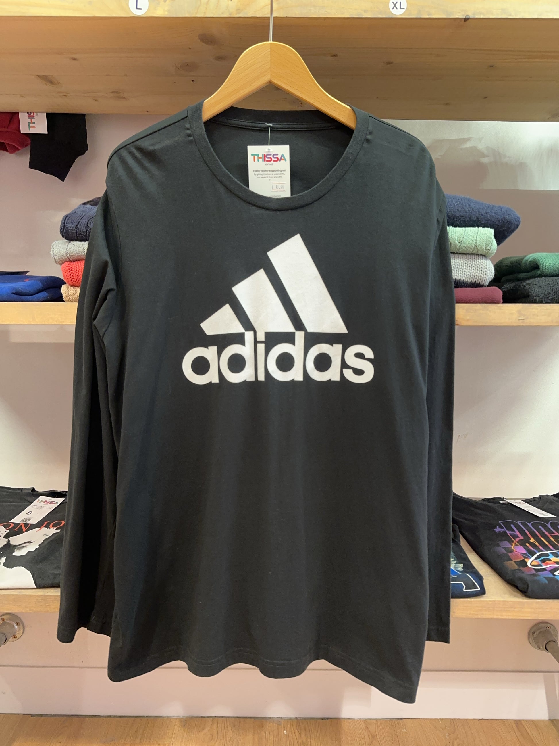 Adidas Black Logo Long Sleeve T-Shirt