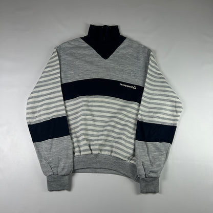 M - 1980's Le Coq Sportif Vintage Striped Quarter-Zip Pullover Sweatshirt