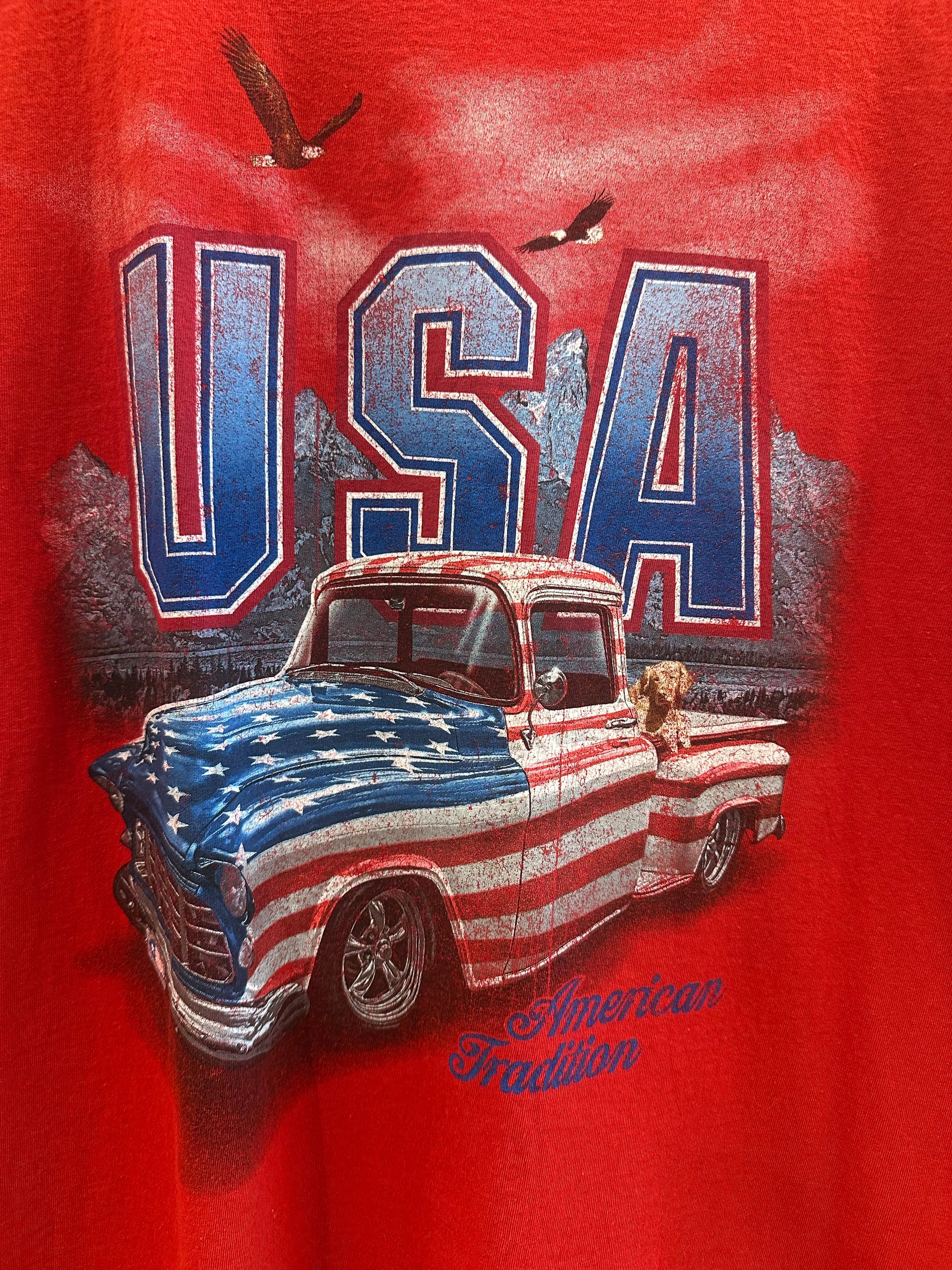 XL - Spirit of America USA Flag Truck Graphic T-Shirt