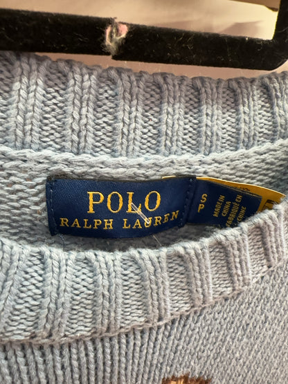 S - Polo Ralph Lauren Polo Bear Tote Cotton Knit Light Blue Sweater