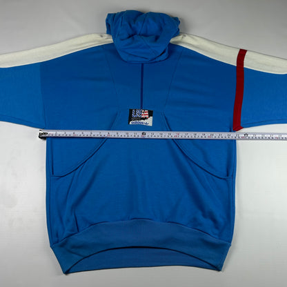 M - 1990's Adidas USA Rugby Blue Zip Hoodie Sweatshirt