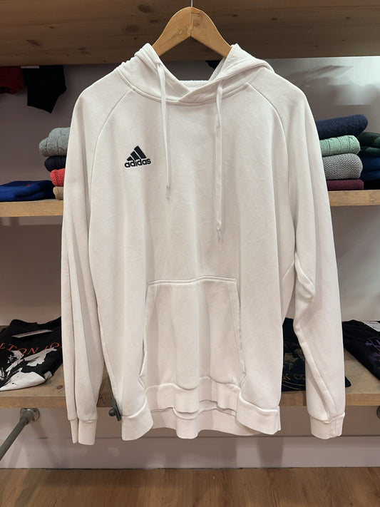 Adidas White Fleece-Lined Pullover Hoodie - L